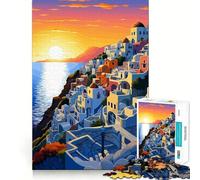 Rompecabezas de 1000 Piezas El Resplandor de Santorini,Grecia Corte Impecable Divertido Juego para Resolver Problemas Juego Gratuito Arte (38x26cm)