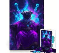 Rompecabezas de 1000 Piezas El Rey Pug en el Trono para Adultos Juego Inteligente de Rompecabezas Divertido Montaje de imágenes Regalo de Temporada (50x75cm)