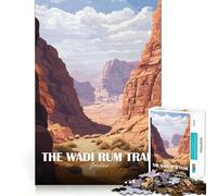 Rompecabezas de 1000 Piezas El Sendero del Wadi Rum, Jordania Decoración de Corte preciso Juego Mental Regalo Ideal para Relajarse y Disfrutar en cumpleaños (38x26cm)