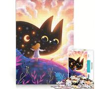 Rompecabezas de 1000 Piezas El sueño Estrellado del Gato Juguete Educativo Ideal para Reducir el estrés y Mejorar el Amor en Pareja 38x26cm