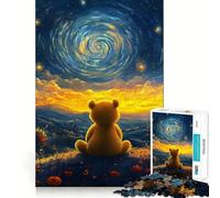 Rompecabezas de 1000 Piezas El sueño Estrellado del Osito de Peluche para Adolescentes Mejora la Memoria, relájate, Bordes precisos, Regalo increíble 38x26cm