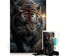 Rompecabezas de 1000 Piezas El Tigre Depredador para Adultos Juguete de ingenio para divertirse en Interiores Diseño artístico preciso en los Bordes Coleccionable 50x75cm