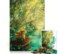 Rompecabezas de 1000 Piezas El Viaje del río del Bosque del Capibara Corte Impecable Juego de lógica Divertido Juguete Juego Libre Actividad de cumpleaños (38x26cm)