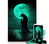 Rompecabezas de 1000 Piezas El Viajero místico silueteado bajo la Luna Verde para Adultos Juguete de lógica Clara, Divertido y Relajante Corte Perfecto Regalo Elegante (50x75cm)