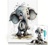 Rompecabezas de 1000 Piezas Elefante Acuático Juego para ejercitar la Mente artesanía experta en Corte pasatiempo Fascinante para Momentos de Ocio (38x26cm)