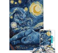 Rompecabezas de 1000 Piezas Elefante bajo un Cielo Estrellado Actividades Divertidas en casa Desafío difícil Juguetes antiestrés para Mayores de 14 años (38x52cm)