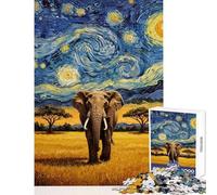 Rompecabezas de 1000 Piezas Elefante bajo un Cielo Estrellado Juego Educativo de análisis y lógica Juguetes antiestrés cumpleaños y Navidad (50x75cm)