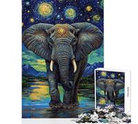 Rompecabezas de 1000 Piezas Elefante bajo un Cielo Estrellado Rompecabezas para Adultos Juego de ingenio análisis y lógica cumpleaños y Ocasiones Especiales (Tamaño 50x75cm)