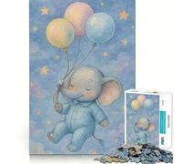 Rompecabezas de 1000 piezas Elefante bebé con globos en un cielo estrellado Diversión precisa y estimulante para el desarrollo cognitivo Juego relajante para disfrutar del tiempo libre Juego artístico