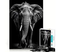 Rompecabezas de 1000 Piezas - Elefante Blanco y Negro,Corte Suave,Juego cognitivo,Regalo para Momentos de Juego relajantes,Regalo de cumpleaños (50x75cm)