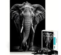 Rompecabezas de 1000 Piezas - Elefante Blanco y Negro,Corte Suave,Juego cognitivo,Regalo para un Momento de Juego Relajante,Regalo de cumpleaños (38x26cm)