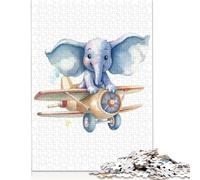 Rompecabezas de 1000 Piezas Elefante en Avión para Adultos - Rompecabezas de Actividades Familiares, Juegos educativos, difíciles y desafiantes, 1000 Piezas (75 x 50 cm)