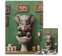 Rompecabezas de 1000 Piezas Elefante en el baño, Rompecabezas Imposible para Adultos, cumpleaños y festividades, 50x75cm/19,68x29,52 Pulgadas