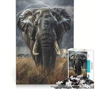 Rompecabezas de 1000 Piezas Elefante en la tormenta, Juego práctico, Entrena tu Cerebro y Tus Manos, con Piezas de Formas aleatorias Que encajan Perfectamente 50x75cm