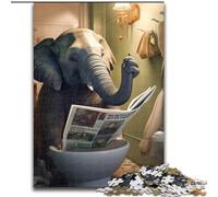 Rompecabezas de 1000 Piezas, Elefante Leyendo periódico, Rompecabezas de Madera, tamaño 50x75cm, Actividad Divertida para la Familia, desafío Mental, Adolescentes.