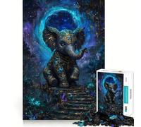 Rompecabezas de 1000 Piezas Elefante ornamentado en un Bosque mágico para Adolescentes Ideal para estimular la Memoria, Jugar y Relajarse Bordes Ajustados Regalo Premium (50x75cm)