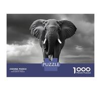 Rompecabezas De 1000 Piezas Elephant Walking in Black and White Rompecabezas para Adultos Juego De Ingenio Carrera De Velocidad De Manos Cumpleaños Y Navidad 52x38cm/1000pcs