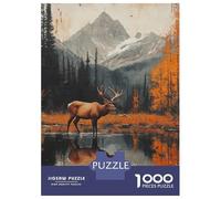 Rompecabezas De 1000 Piezas Elk in Mountain Lake Rompecabezas para Adultos Juego De Ingenio Análisis Y Lógica Interacción Entre Padres E Hijos 38x26cm/1000pcs
