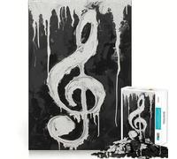 Rompecabezas de 1000 Piezas en Blanco y Negro con Clave de Sol,Corte preciso,Arte Creativo,Juego para ejercitar la Mente,Juego fácil,decoración navideña (38x26cm)