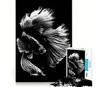 Rompecabezas de 1000 Piezas en Blanco y Negro con diseño de Peces,decoración de Corte preciso,Juego Mental,Regalo,Tiempo de Juego Relajante,Actividad de cumpleaños (38x26cm)