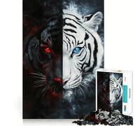 Rompecabezas de 1000 Piezas en Blanco y Negro con diseño de Tigre,articulaciones afiladas,Juego Creativo para ejercitar la Mente,Juego Relajante,Regalo de cumpleaños (50x75cm)