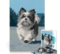 Rompecabezas de 1000 Piezas en Blanco y Negro con Retrato de Perro,decoración de Ajuste Limpio,Actividad para la Mente Inteligente,Juego Acogedor,Regalo Divertido de Navidad (38x26cm)