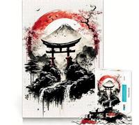 Rompecabezas de 1000 Piezas en Blanco y Negro,Estilo Tradicional japonés,Corte Impecable,Divertido,Juguete para estimular la Mente,Juego para el Tiempo Libre,Regalo artístico de Navidad 38x52cm