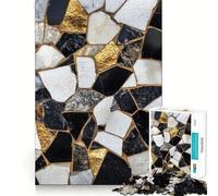 Rompecabezas de 1000 Piezas en Negro,Blanco y Dorado con Mosaico de uniones afiladas,Juguete de construcción Que fomenta la concentración,Juego Tranquilo,diversión para cumpleaños 38x26cm