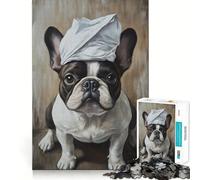 Rompecabezas de 1000 Piezas Encantador Bulldog francés con pañuelo Arte de Corte preciso Juego de Habilidad Mental Juego fácil de Jugar (38x26cm)