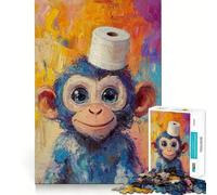 Rompecabezas de 1000 Piezas Encantador Mono con Rollo,Corte preciso,Arte,Juego Creativo para ejercitar la Mente,Tiempo de Juego Tranquilo,Regalo de cumpleaños para Aficionados (38x52cm)