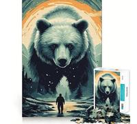 Rompecabezas de 1000 Piezas Encuentro con Osos,Juego cognitivo,Regalo,Momento Acogedor,Escena navideña,Arte (38x52cm)