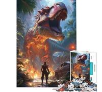 Rompecabezas de 1000 Piezas Enfrentamiento de Dinosaurios para Adultos Juego de ingenio para divertirse en Familia Regalo Ideal para Amigos y Familiares (tamaño 38x26cm)