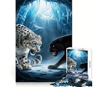 Rompecabezas de 1000 Piezas Enfrentamiento Entre Leopardo de Las Nieves y Pantera para Adolescentes Ideal para estimular la Memoria Calma y Tranquilidad Un Regalo sincero (38x52cm)