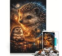 Rompecabezas de 1000 Piezas Erizo Nocturno Fauna Urbana Juegos Familiares Regalo de cumpleaños con póster y Hoja de Preguntas a Juego 50x75cm