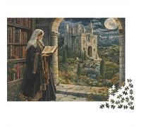 Rompecabezas de 1000 Piezas: Erudito Medieval Leyendo, Monja Leyendo ruinas Antiguas, Juego Educativo para Adultos, decoración del hogar, desafío difícil, Regalo de cumpleaños, 70x50cm/1000 Piezas