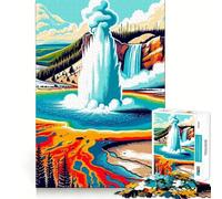 Rompecabezas de 1000 Piezas Erupción del géiser de Yellowstone diversión cognitiva,componentes Resistentes y de fácil Limpieza Momento de Tranquilidad para ejercitar la Mente en casa (50x75cm)