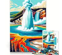 Rompecabezas de 1000 Piezas Erupción del géiser de Yellowstone para Adultos Juego de concentración Mental Corte láser Actividad Nocturna Divertida para Toda la Familia (38x26cm)