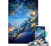 Rompecabezas de 1000 Piezas Escalera Nocturna hacia Las Luces de la Ciudad Diversión para Disfrutar en casa Juguete antiestrés de Corte de precisión Apto para Mayores de 14 años (38x52cm)