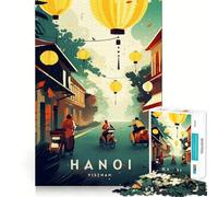 Rompecabezas de 1000 Piezas Escena callejera de Hanoi,Vietnam,con faroles Juguete Divertido para Resolver Problemas,Ideal para Momentos de Tranquilidad (38x52cm)