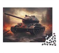 Rompecabezas de 1000 Piezas: Escena de Batalla de Tanques de Guerra, Tanque Militar al Atardecer, para Adultos. Juegos educativos. Hermosa decoración. Difícil. Regalo 38x26cm.
