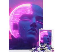 Rompecabezas de 1000 Piezas Escultura de Cabeza de neón Vaporwave decoración del hogar Juguetes Regalos de cumpleaños Juego Educativo Entrena tu Cerebro y Tus Manos tamaño 38x52cm