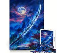 Rompecabezas de 1000 Piezas Espada Azul Mística bajo la Luz de la Luna para Adultos Juguete de lógica Clara, diversión Relajante, Corte Perfecto, Regalo Elegante (38x26cm)
