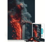 Rompecabezas de 1000 Piezas Espada de la Llama Eterna,diseño de Corte preciso,Juguete para ejercitar la Mente,Juego fácil de Jugar,Regalo Ideal para cumpleaños 38x52cm