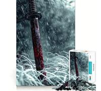 Rompecabezas de 1000 Piezas Espada ensangrentada bajo la Lluvia,Bordes Finos,Ideal para Manualidades,Actividades Creativas,Entretenimiento y como Regalo de cumpleaños 38x26cm