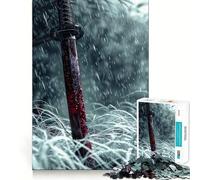 Rompecabezas de 1000 Piezas Espada ensangrentada bajo la Lluvia Piezas precisas y Divertidas Actividad Cerebral Inteligente Juego para Relajarse Regalo Ideal para cumpleaños 50x75cm