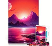 Rompecabezas de 1000 Piezas Espejismo de Puesta de Sol Tropical, Borde, Juego cognitivo, Juego Lento, Divertido, decoración navideña (38x52cm)