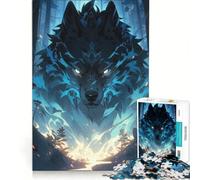 Rompecabezas de 1000 Piezas Espíritu del Lobo Azul para Adultos, Juegos educativos, Carrera de Velocidad Manual, Toda la Familia 38x26cm