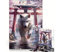Rompecabezas de 1000 Piezas Espíritu del Lobo con diseño de Sakura Torii para Adolescentes Actividad Mental Tiempo Bien aprovechado Bordes impecables (38x52cm)