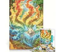 Rompecabezas de 1000 Piezas Espíritu del Zorro de Nueve Colas Juguete Educativo Juego de Velocidad Manual con Piezas de Formas aleatorias Que encajan Perfectamente 38x52cm