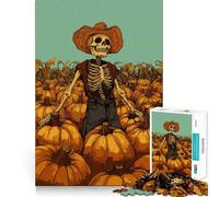 Rompecabezas de 1000 Piezas Esqueleto Calabaza Granjero para Adultos Recall Upgrade Stress Relief Tight Cut Santa Wish Pick 50x75cm